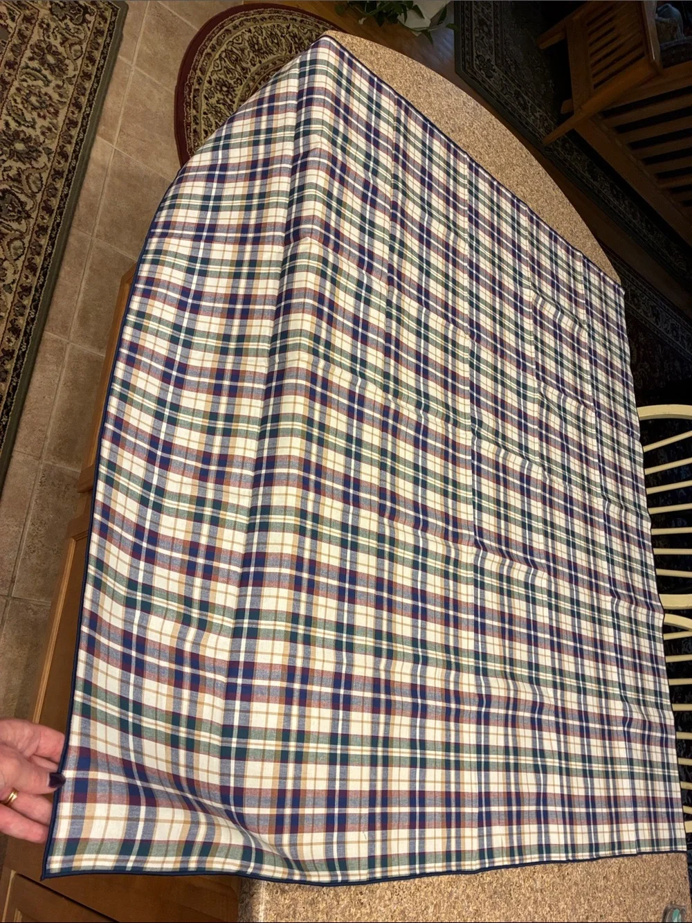 Longaberger Woven Traditions Plaid Fabric Square SMELLS MUSTY